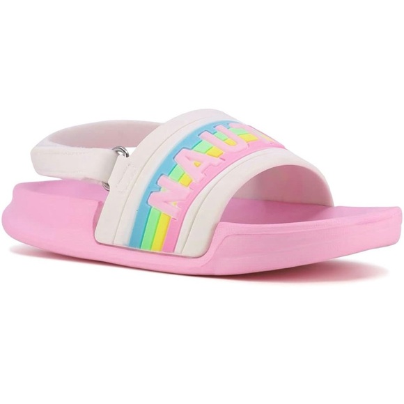 Nautica Sz 8, 9 or 10 Toddler Pink and White Slide Sandals NWT - Picture 1 of 14